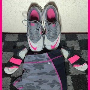 HOT PINK WORKOUT BUNDLE-Size 9 Nike sneakers, XL leggings & sports socks for her